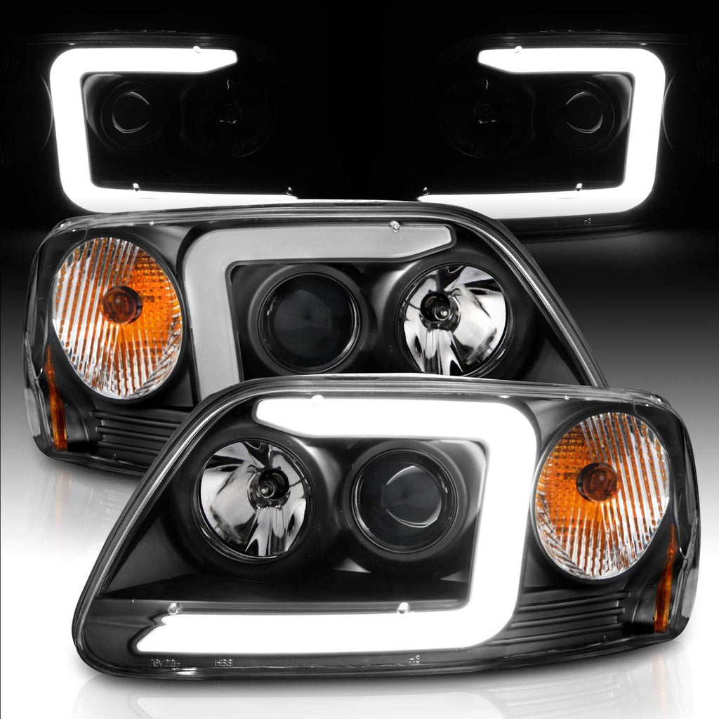 LED Tube Chrome Projector Headlights Set for Pickup Truck J964515