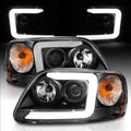 LED Tube Chrome Projector Headlights Set for Pickup Truck J964515