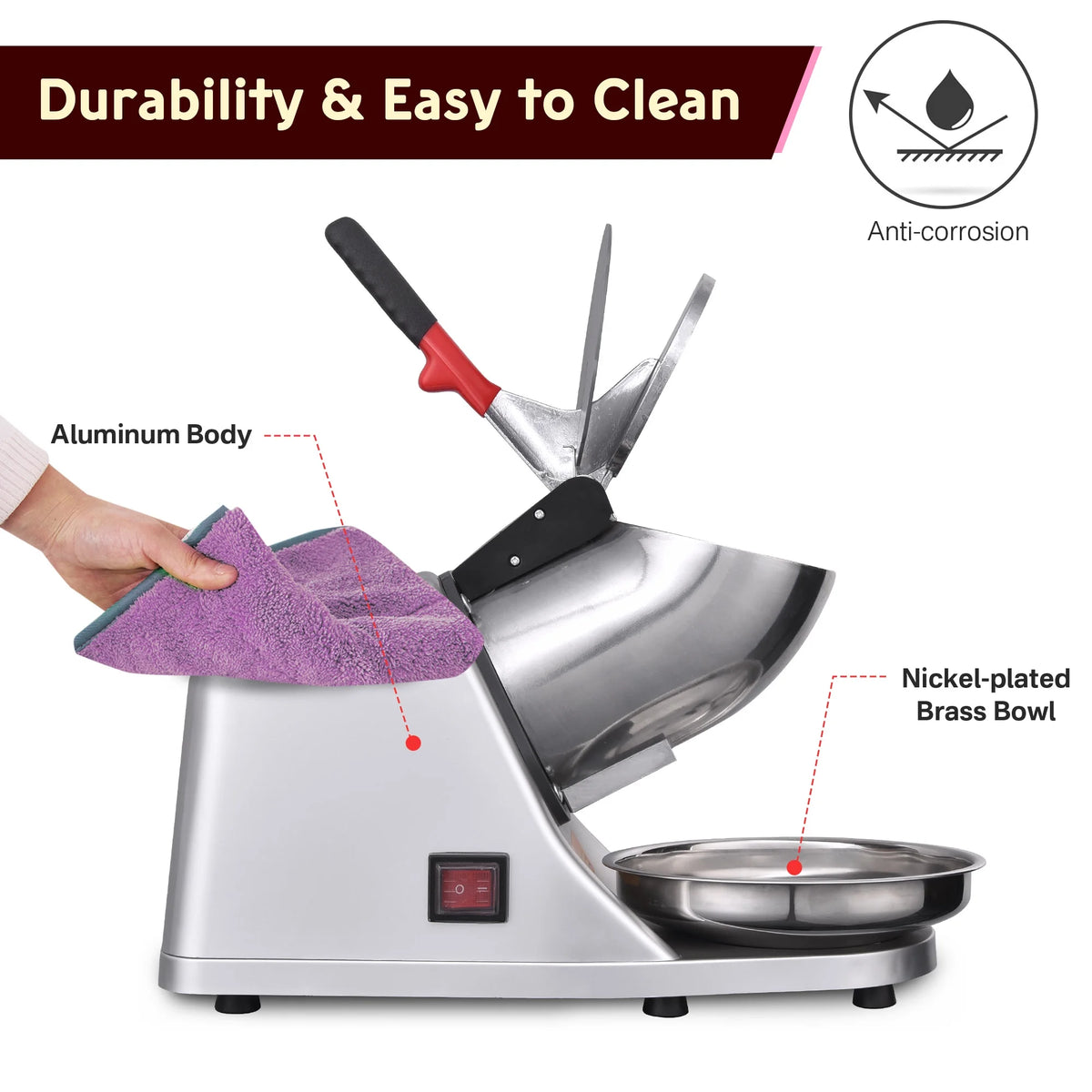 300W Electric Ice Shaver Machine 143 lbs/hr C101
