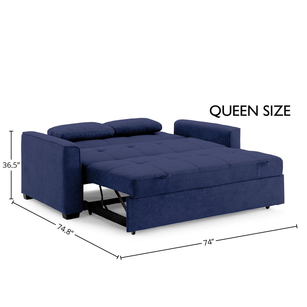 Navy Chenille Queen Size Sleeper Sofa Z789134