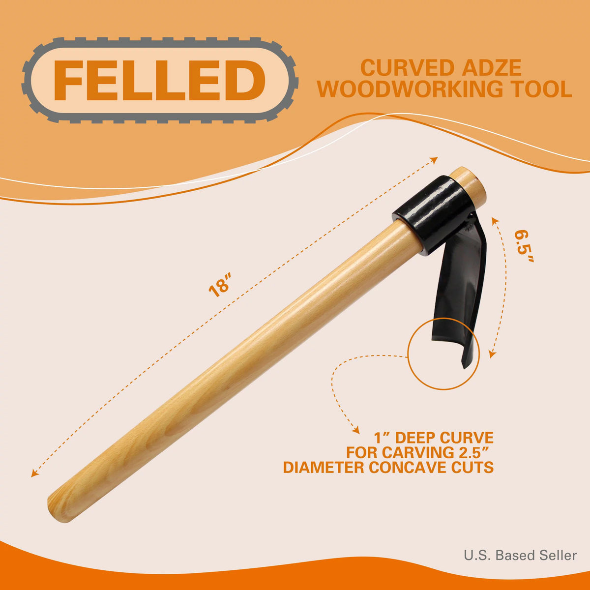 Curved Adze Woodworking Tool with 18 Inch Handle N939761