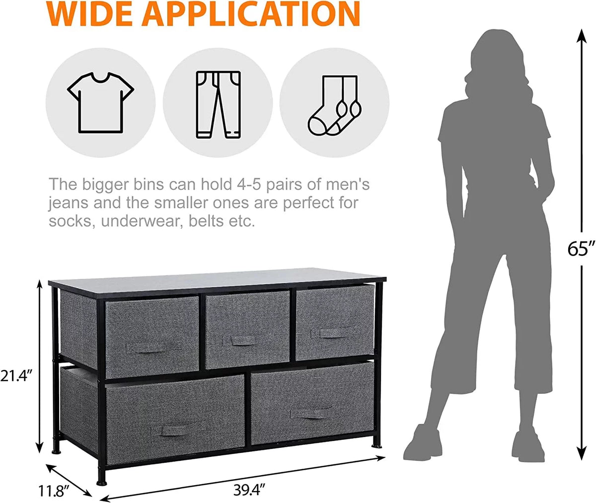 2 Tiers Steel Frame Wide Dresser Storage Tower T860