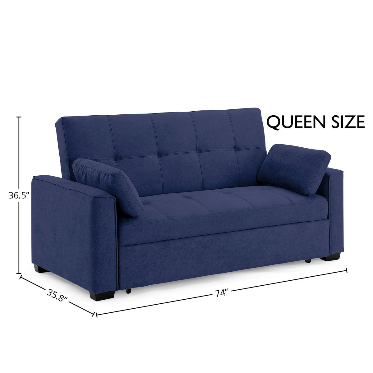 Navy Chenille Queen Size Sleeper Sofa Z789134