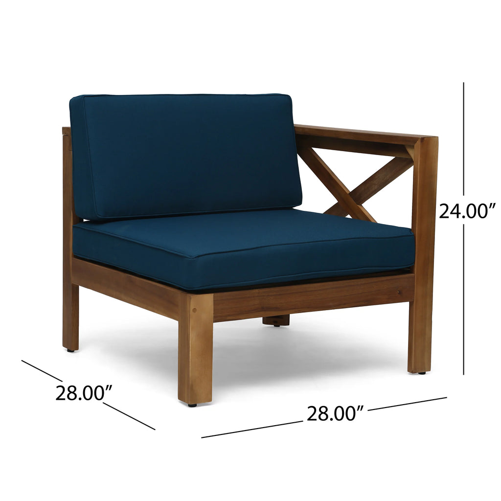 Acacia Wood 5 Piece 3-Seater Sectional Sofa Set S57373