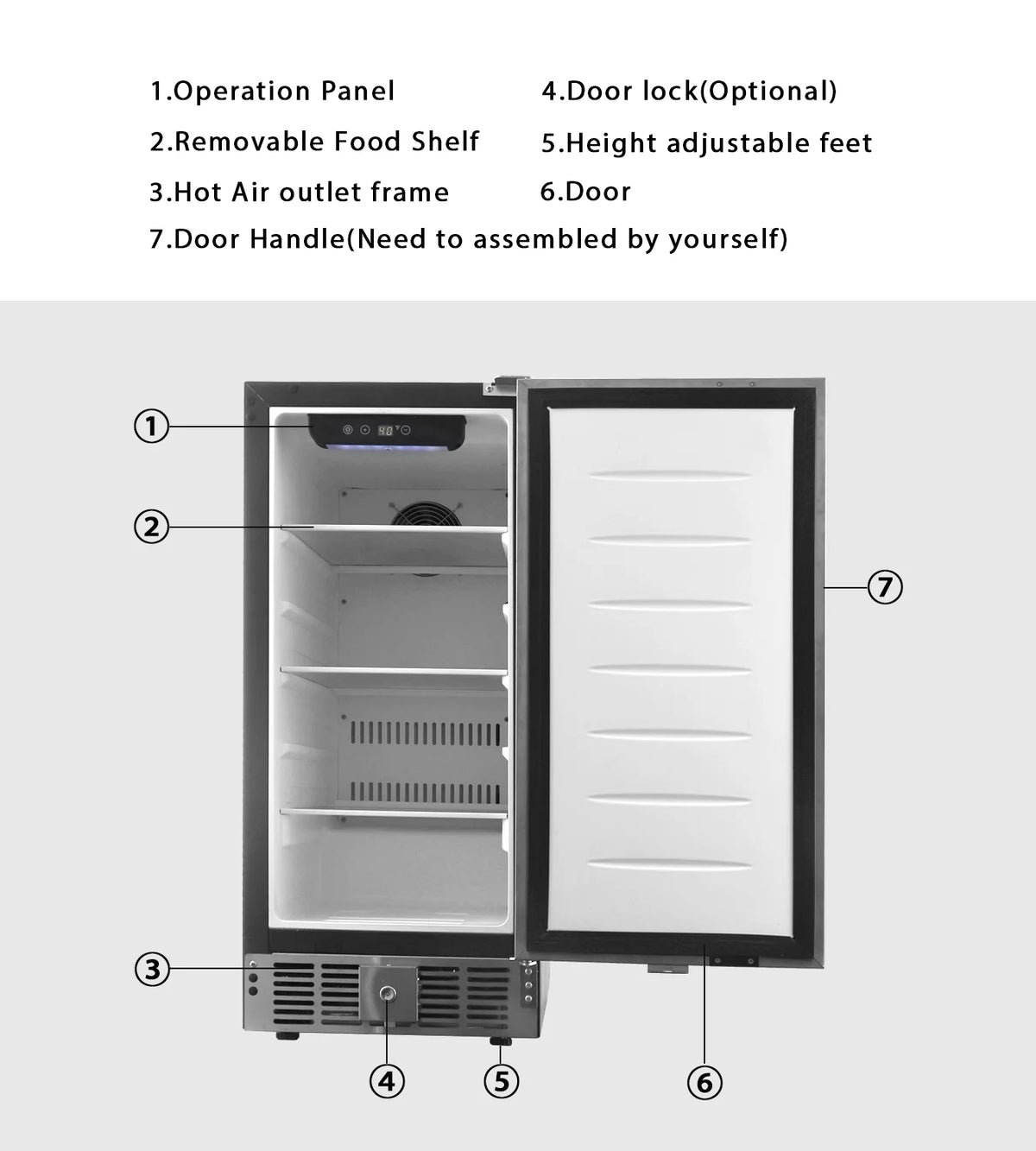 2.9 Cubic Feet Built-In Stainless Steel Mini Fridge T2000