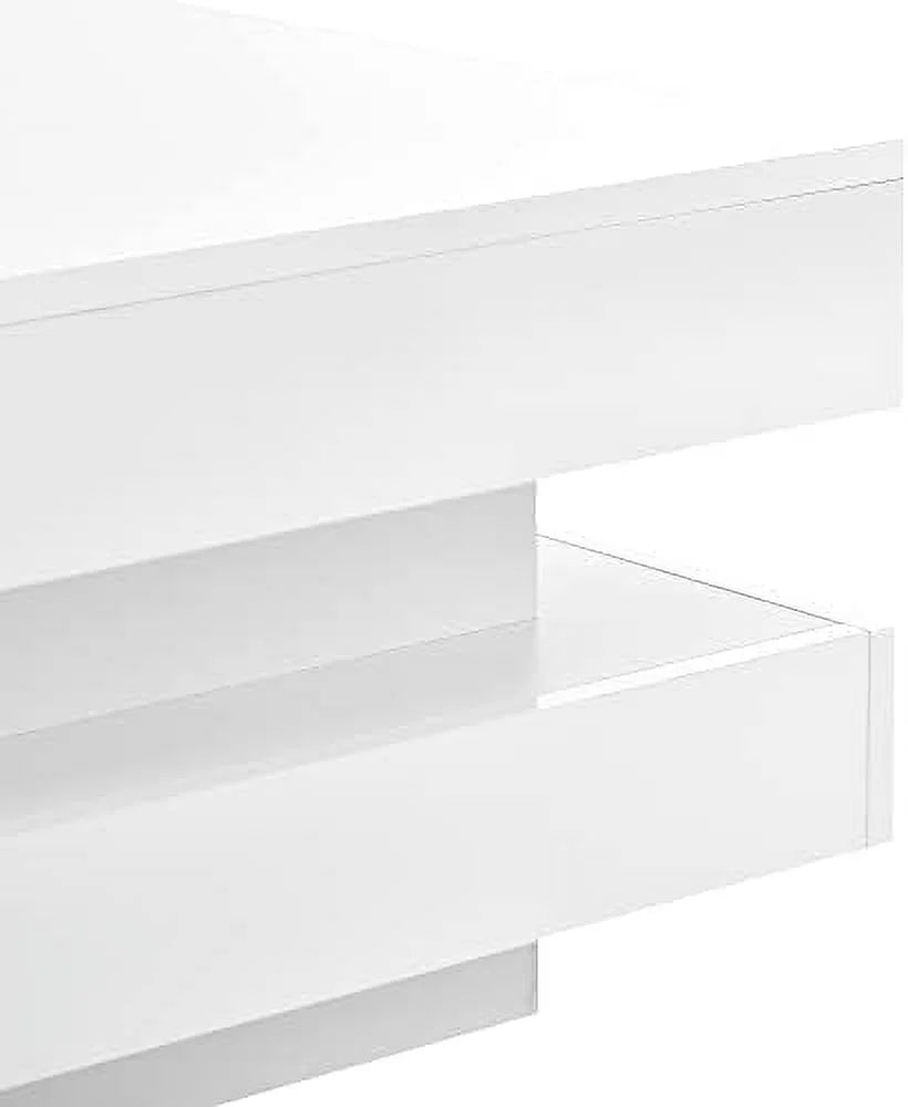White Square Coffee Table with LED Lights Y59653