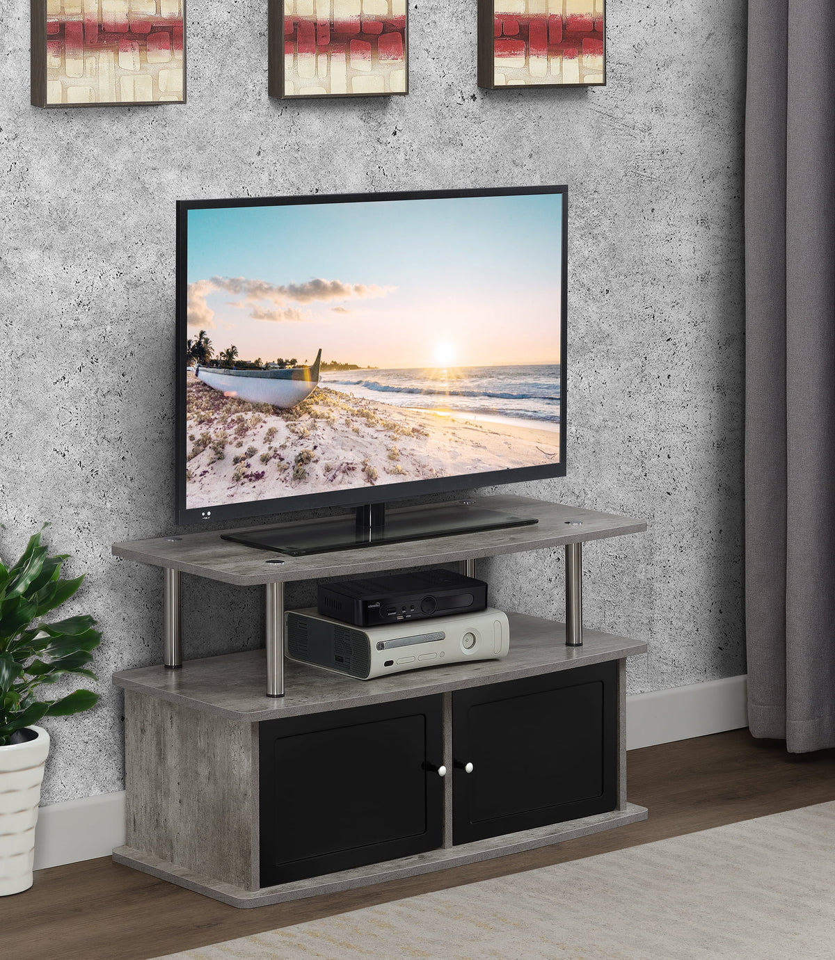 Black TV Stand with Two Cabinets M540
