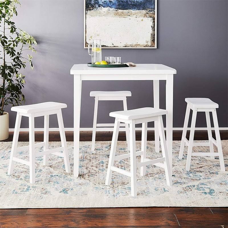 White Wooden Counter Height Table Set with 4 Chairs I4060