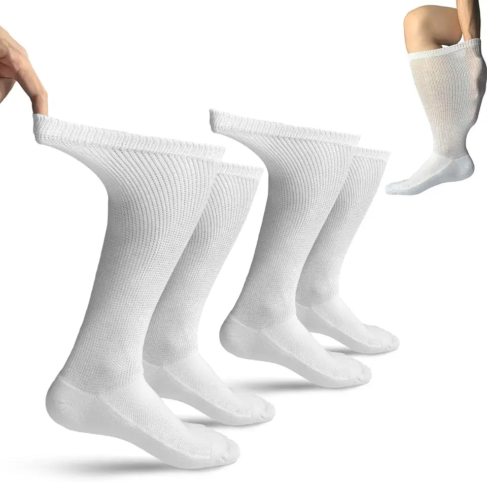 Non-Binding Bamboo Diabetic Over the Calf Socks with Cushion Sole S473