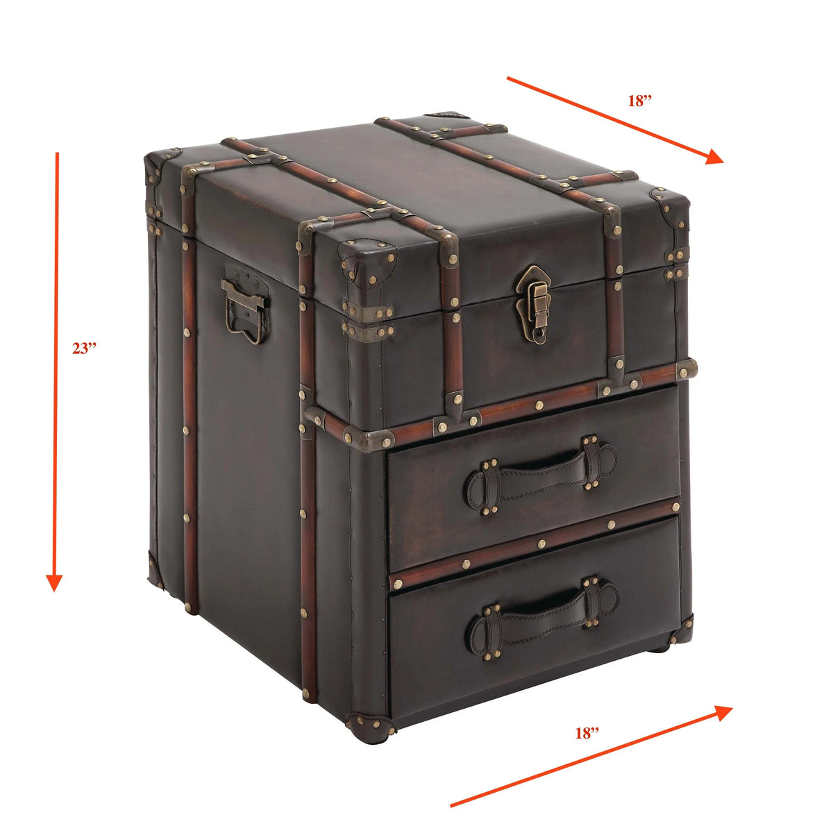 Leather And Wood Trunk Side Table B199043