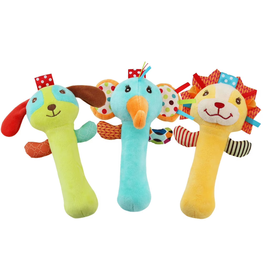 3 Pack Baby Rattles Toys Soft Rattle Sensory Toys Stuffed Animals Hand Grip Set I233555