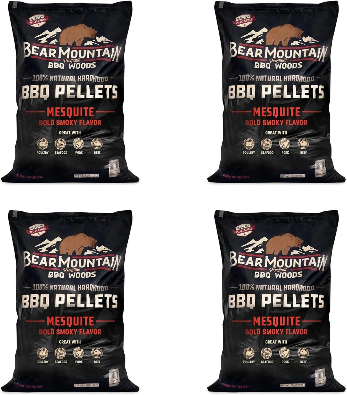 20 Pounds All Natural Hardwood Mesquite BBQ Smoker Pellets 4 Pack W969600