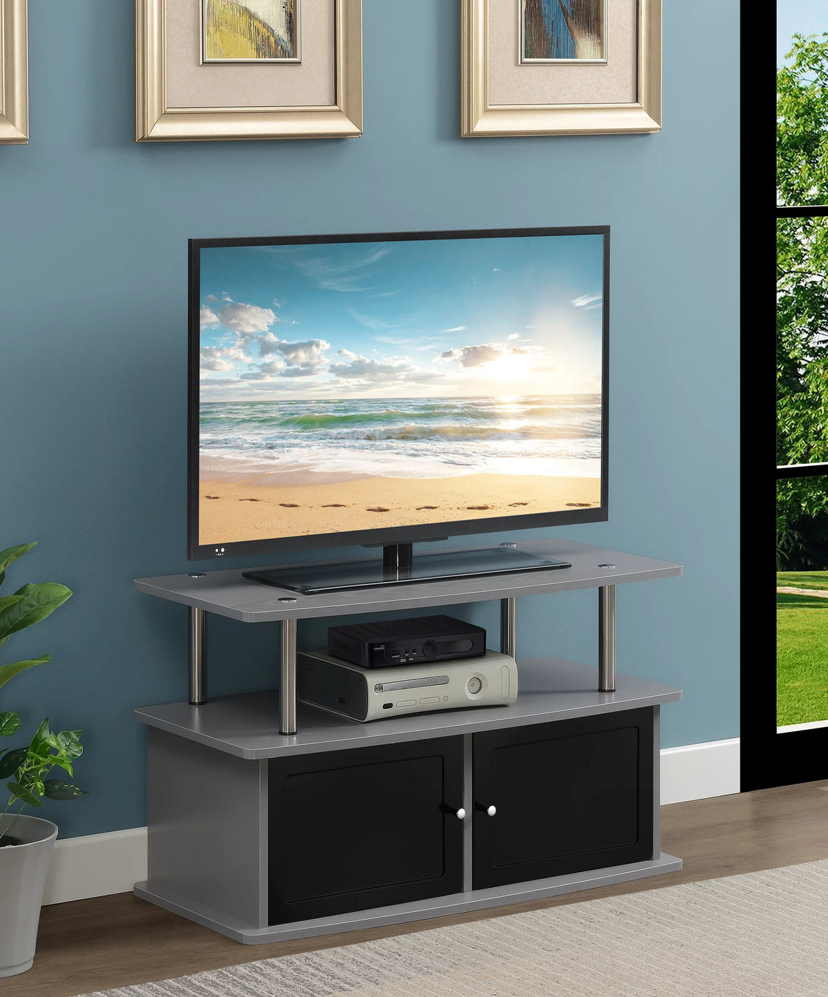 Black TV Stand with Two Cabinets M540