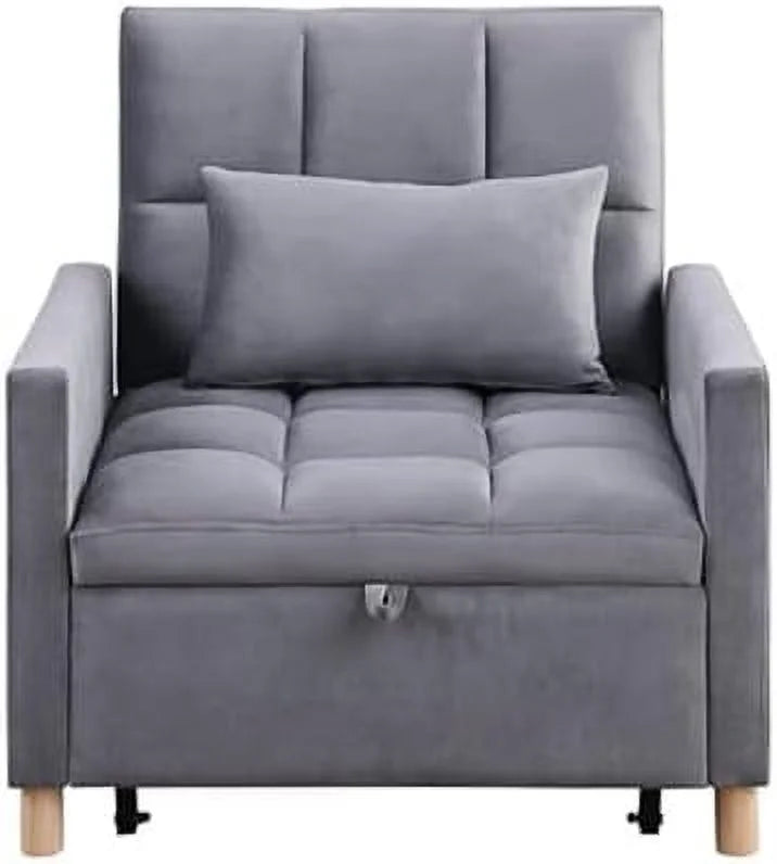 Convertible Velvet Sleeper Sofa Chair Bed Y98533