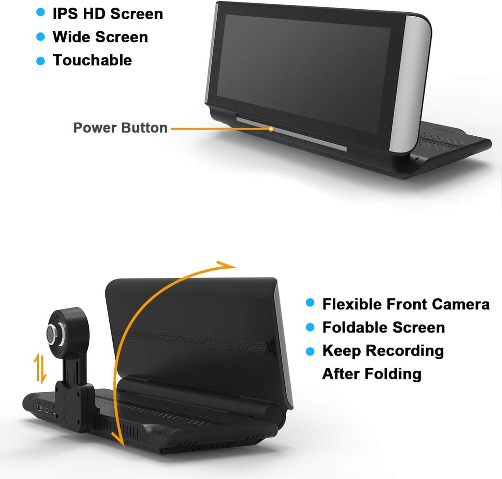 1080P HD Backup Camera with 7 inch Touch Screen Dual Lens Front and Rear X1752