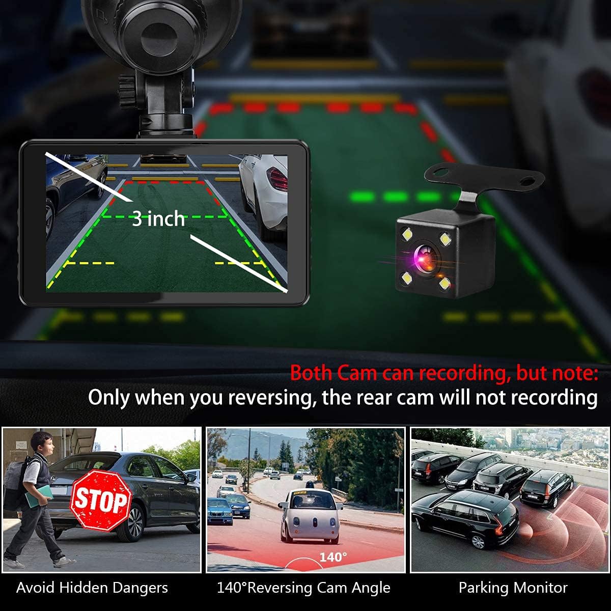 Dash Camera Front and Rear with 32G SD Card, 1080P FHD, Pack of 2 F1766