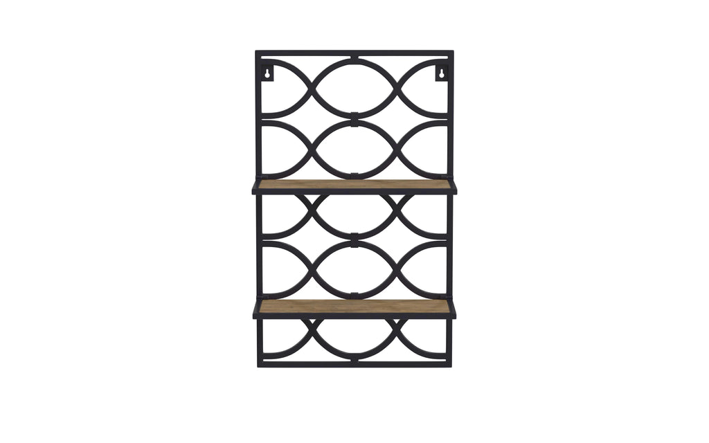 2-Tier Wall Shelves Antique Nickel Natural Mango Wood E136835