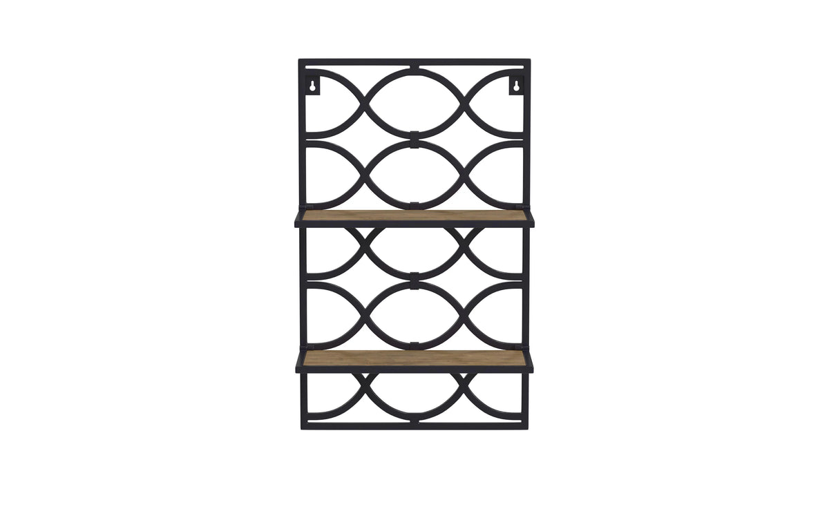 2-Tier Wall Shelves Antique Nickel Natural Mango Wood E136835