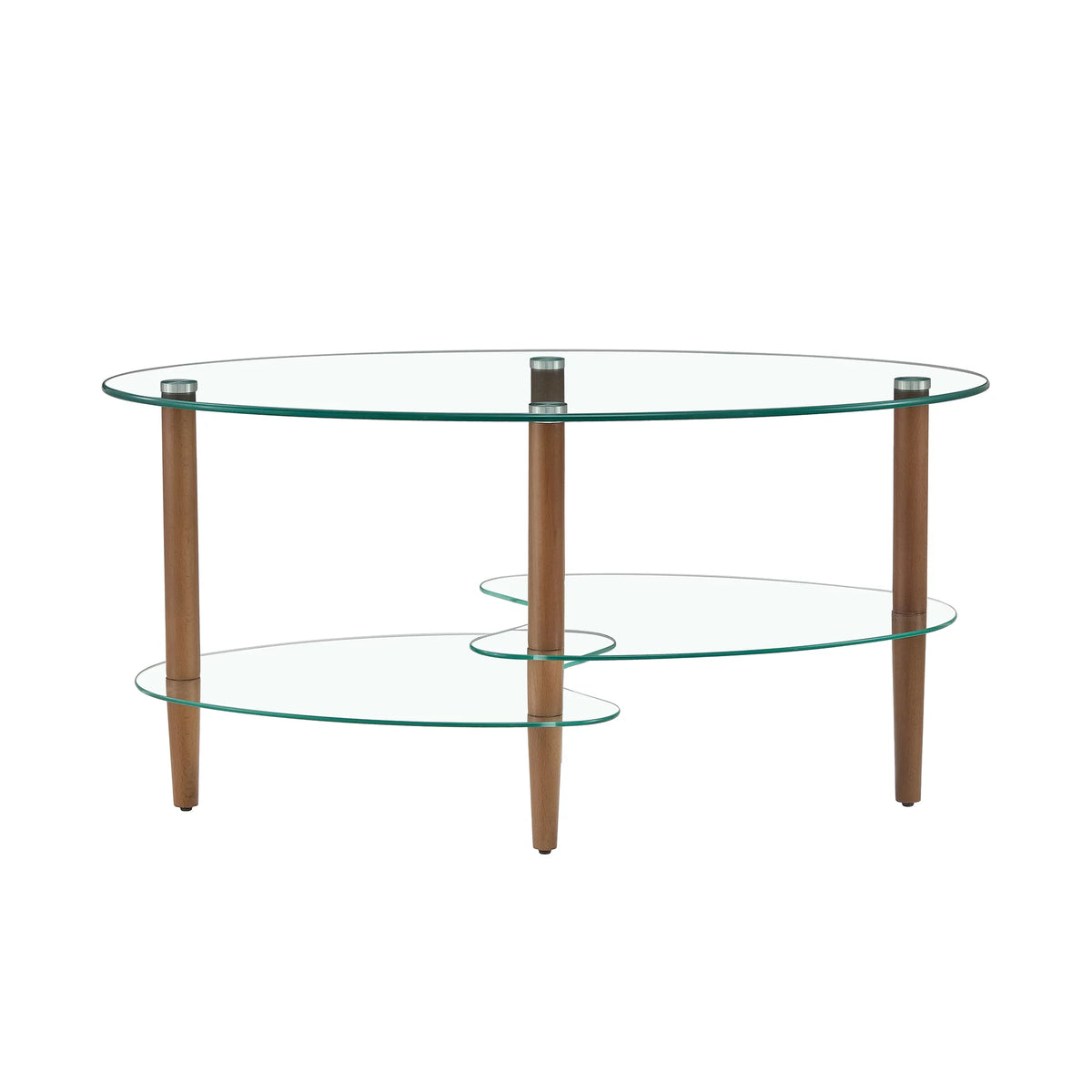 Oval Glass Coffee Table with Storage I1161