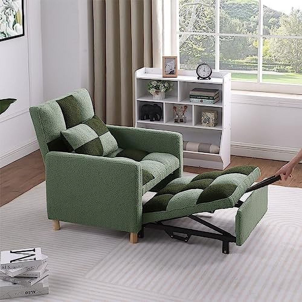 3 in 1 Convertible Chair Bed Sleeper Chair with Pillow Velvet Fabric Grey D1923