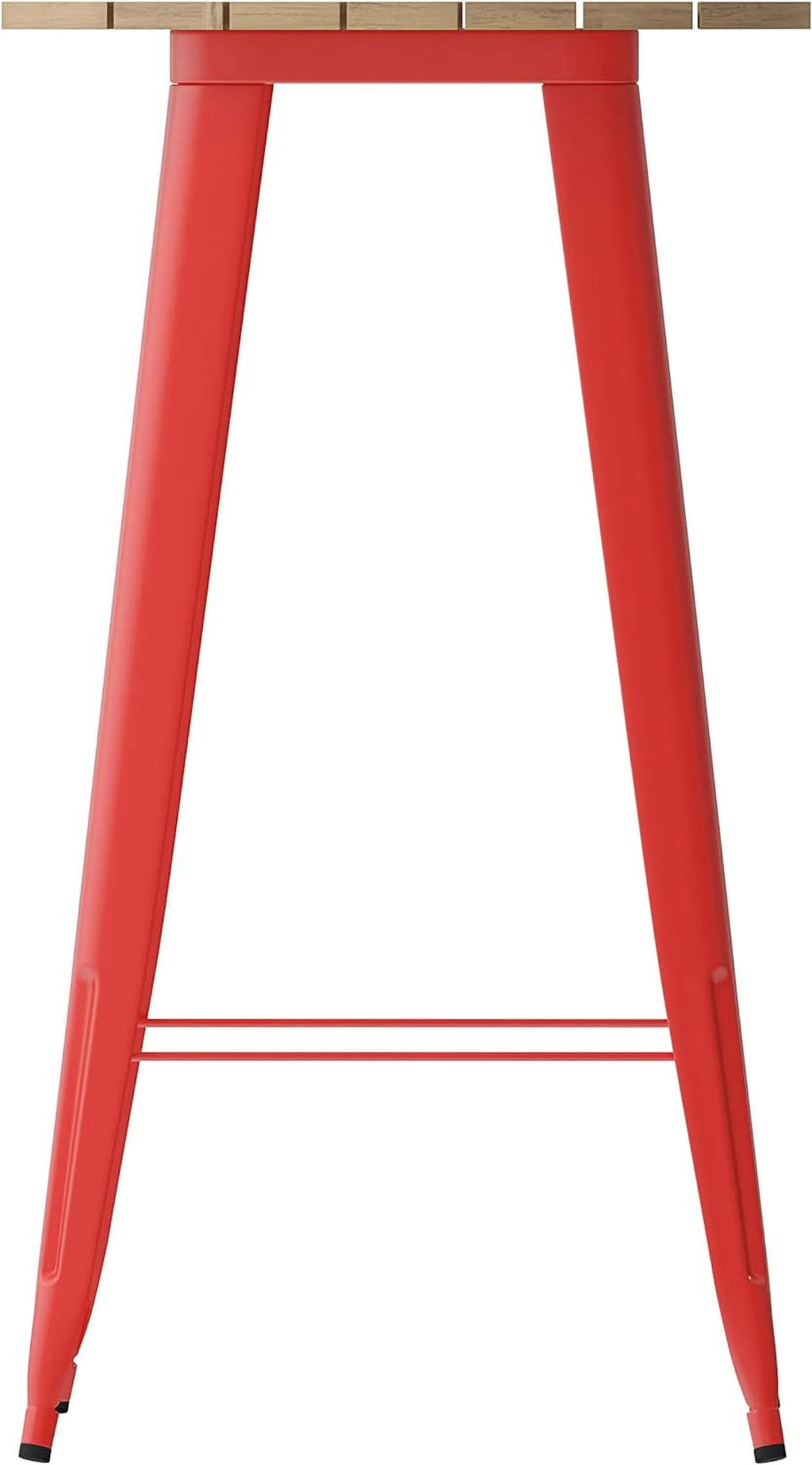 Indoor/Outdoor Bar Top Table Brown Resin Top Red Steel Base U90643