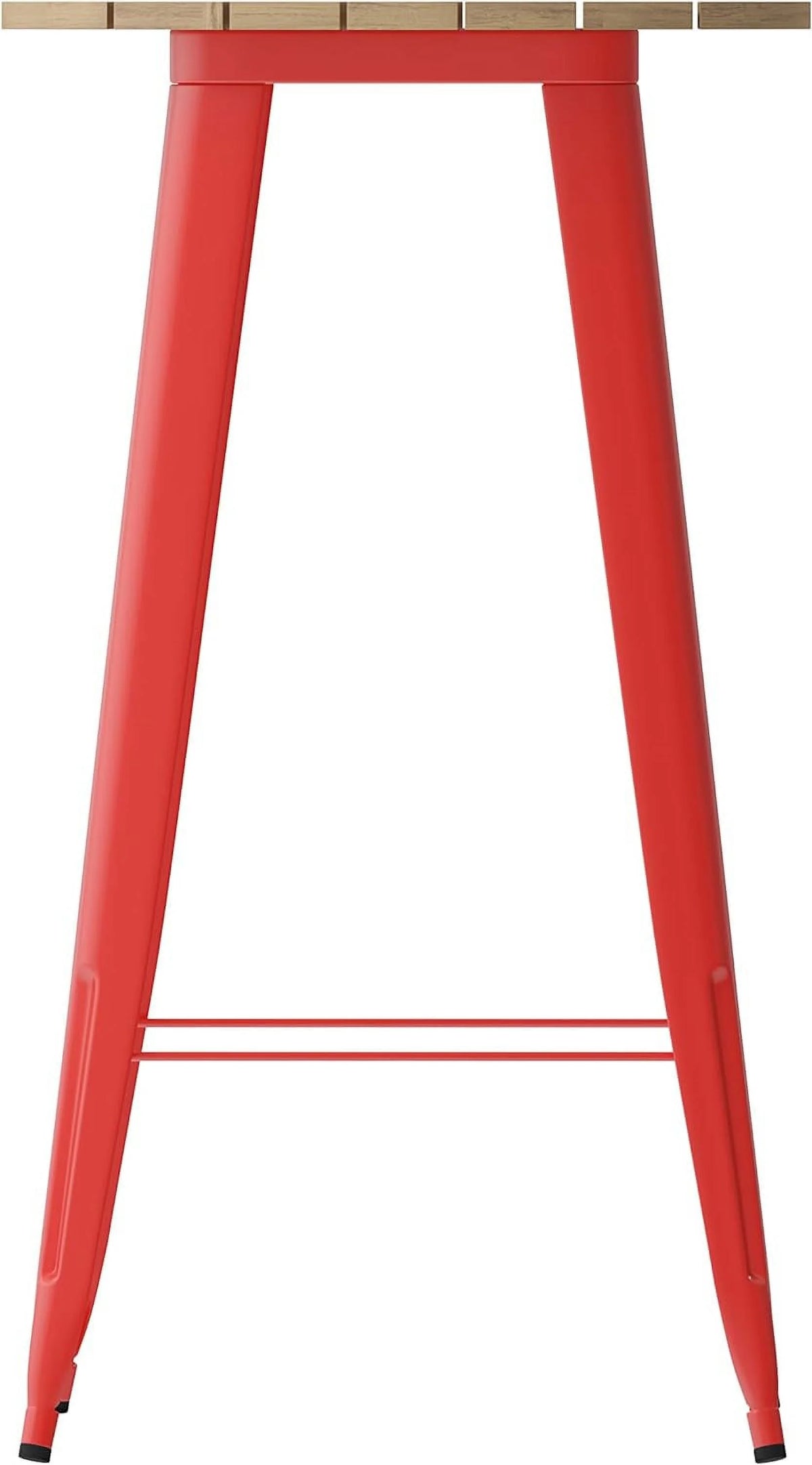 Indoor/Outdoor Bar Top Table Brown Resin Top Red Steel Base U90643