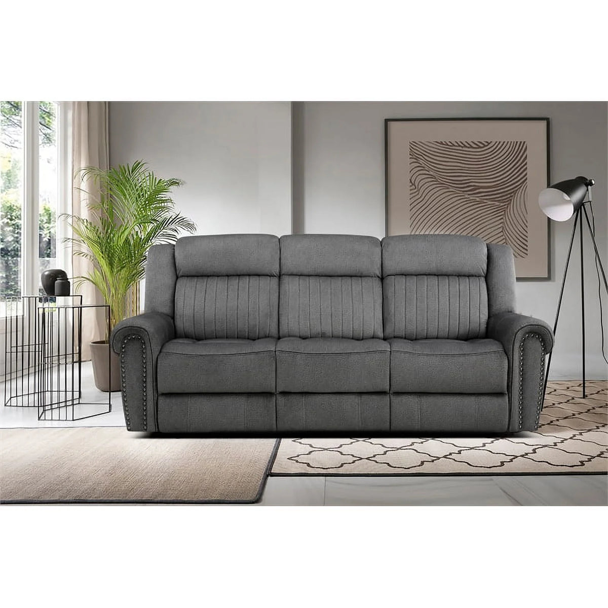 Charcoal Microfiber 2-Piece Power Reclining Sofa Set U912