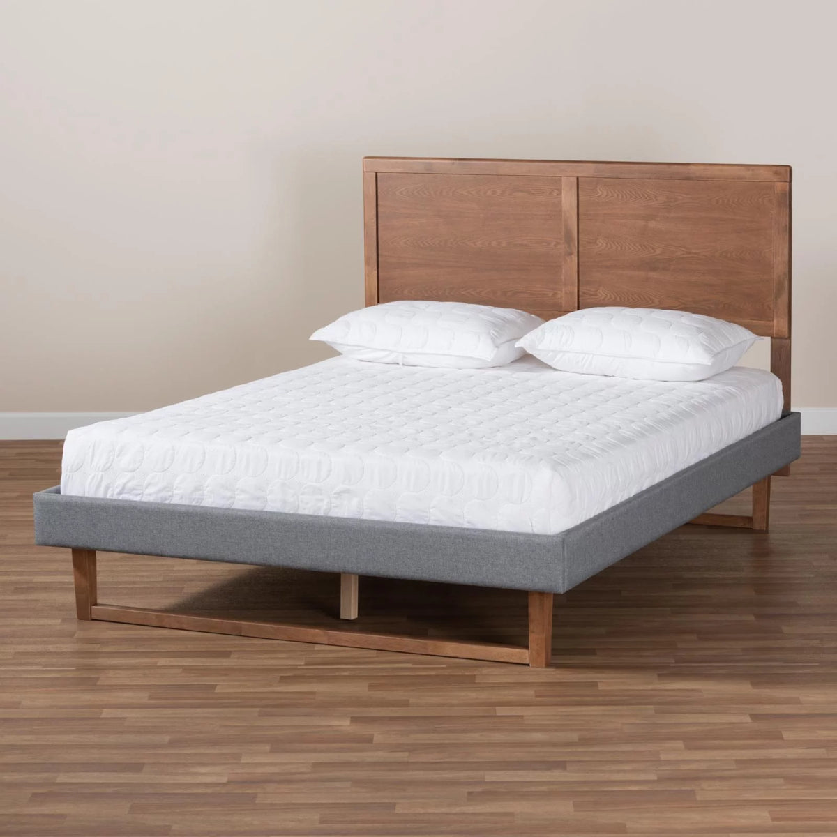 King Size Dark Gray Upholstered Wood Platform Bed W9663