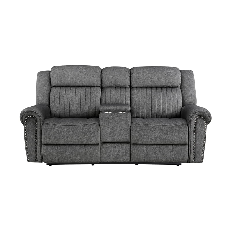 Charcoal Microfiber 2-Piece Power Reclining Sofa Set U912