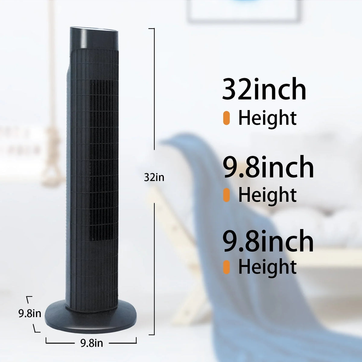 Quiet Portable Standing Tower Fan with 7.5H Timer, 3 Speeds, 32 Inch Oscillating L830