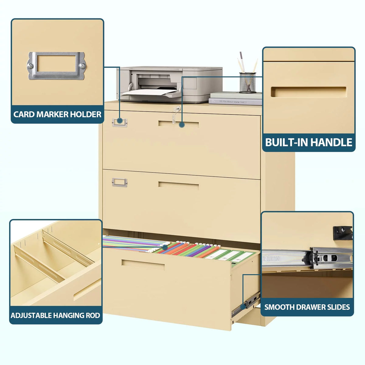 3 Drawer Metal File Cabinet with Lock G4675