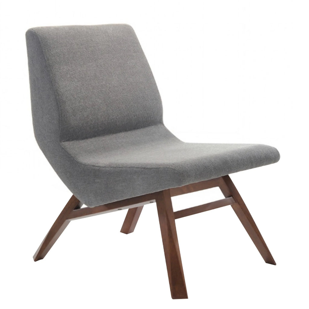 Walnut Gray Wood Side Chair with Ottoman X674