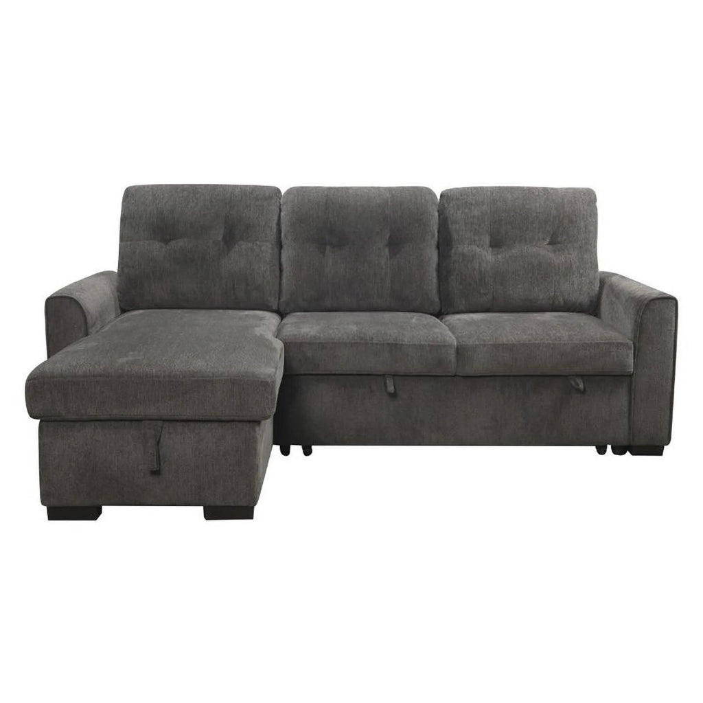 Dark Gray Chenille Reversible Sectional W206
