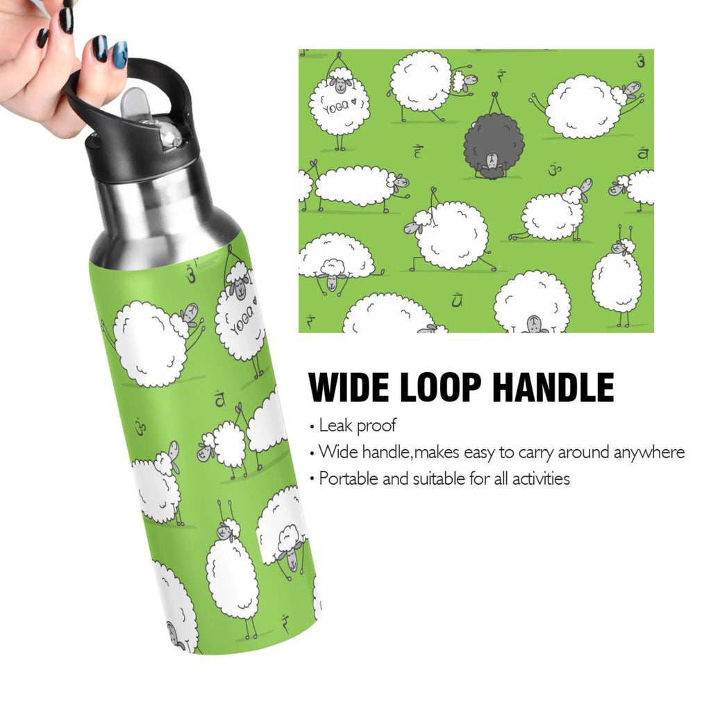 Green Stainless Steel Insulated Water Bottle with Straw Lid K20136