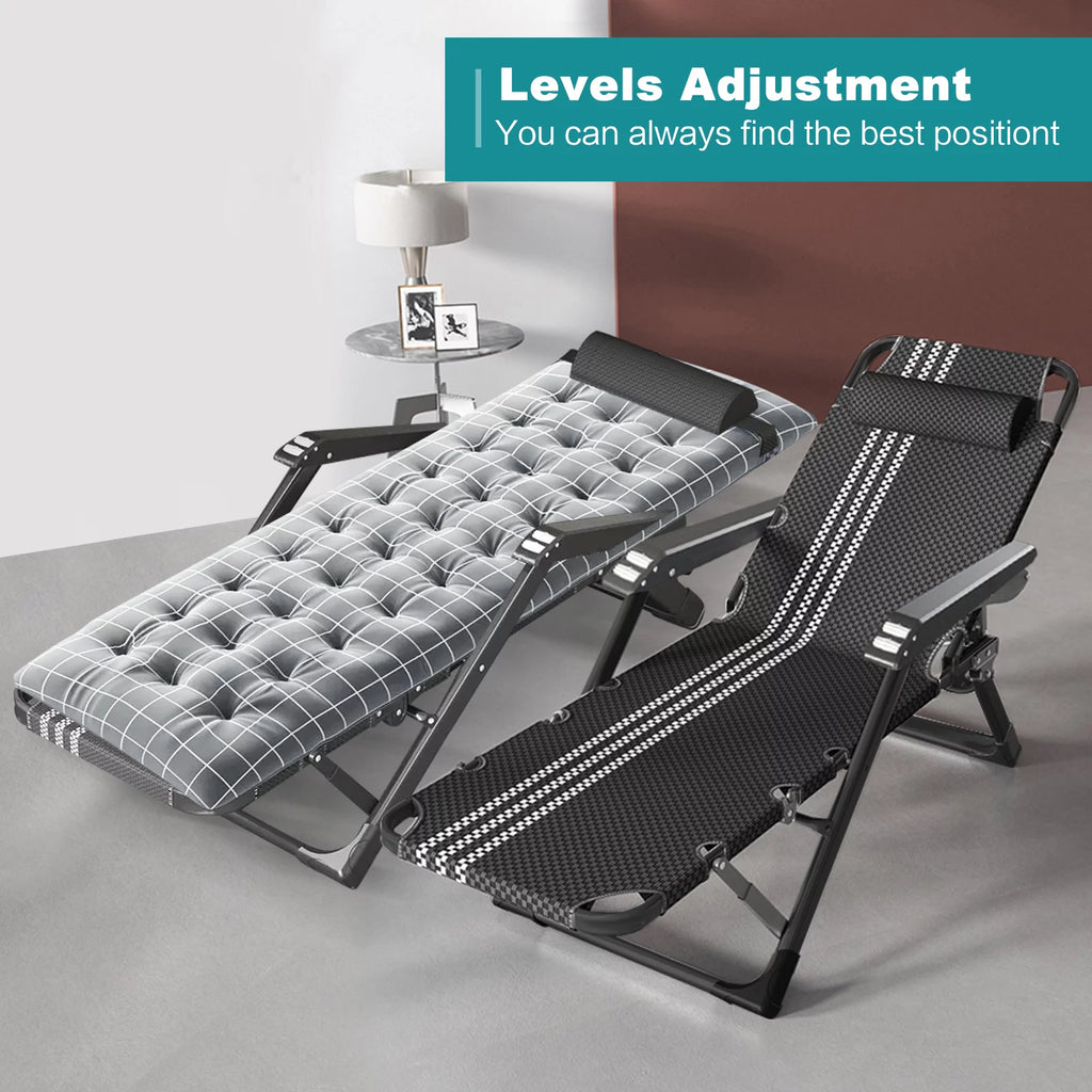 Gray Adjustable Folding Lounge Chair with Pillow N381358