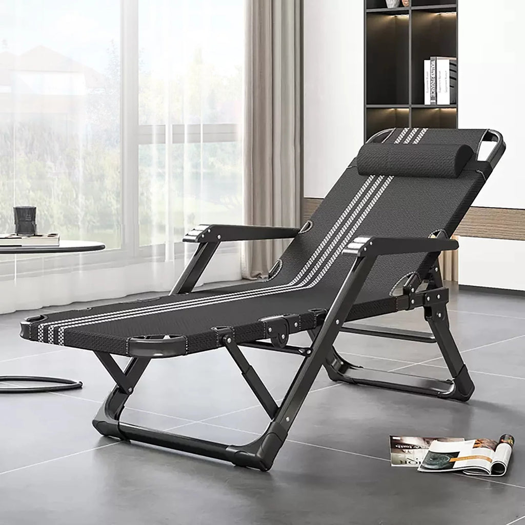 Gray Adjustable Folding Lounge Chair with Pillow N381358