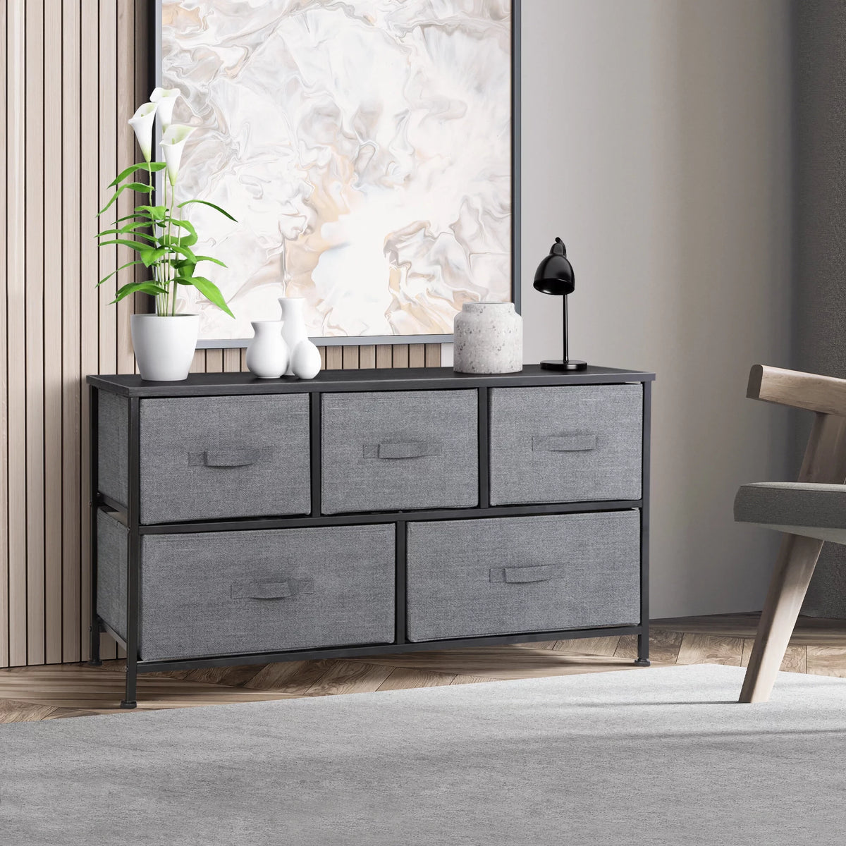2 Tiers Steel Frame Wide Dresser Storage Tower T860