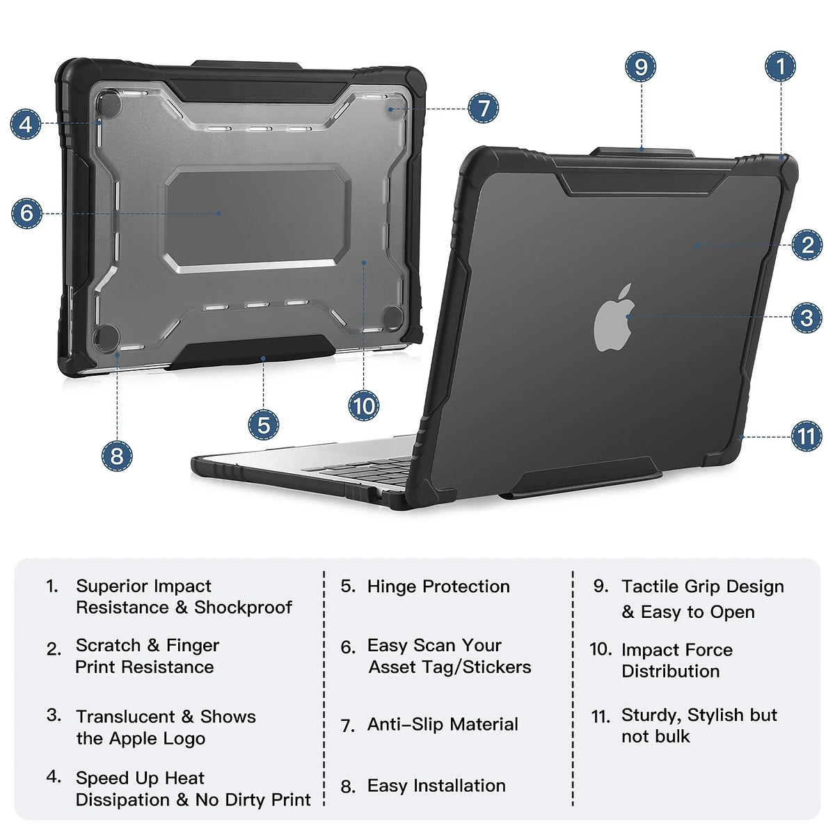 Black Rugged Laptop Sleeve with Keyboard Cover U66247
