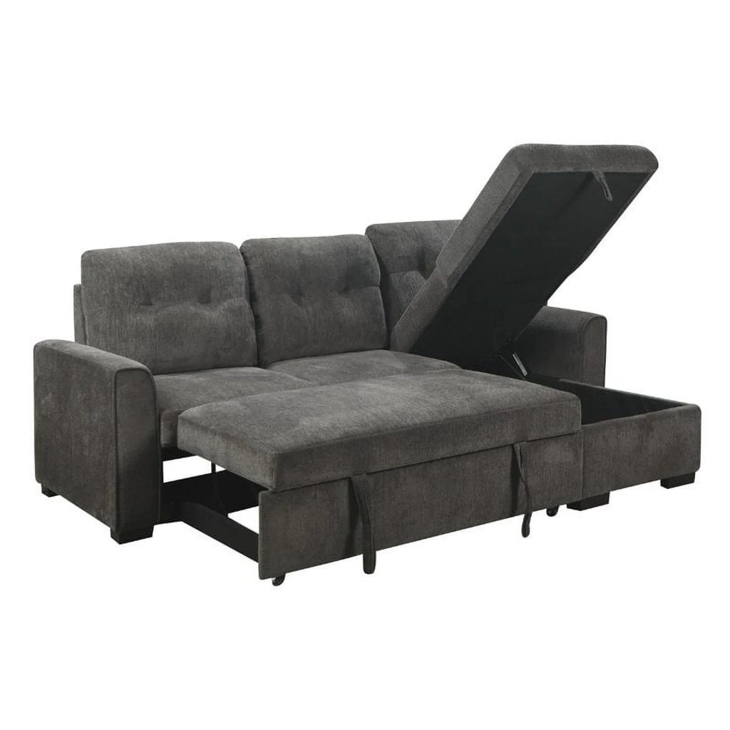 Dark Gray Chenille Reversible Sectional W206