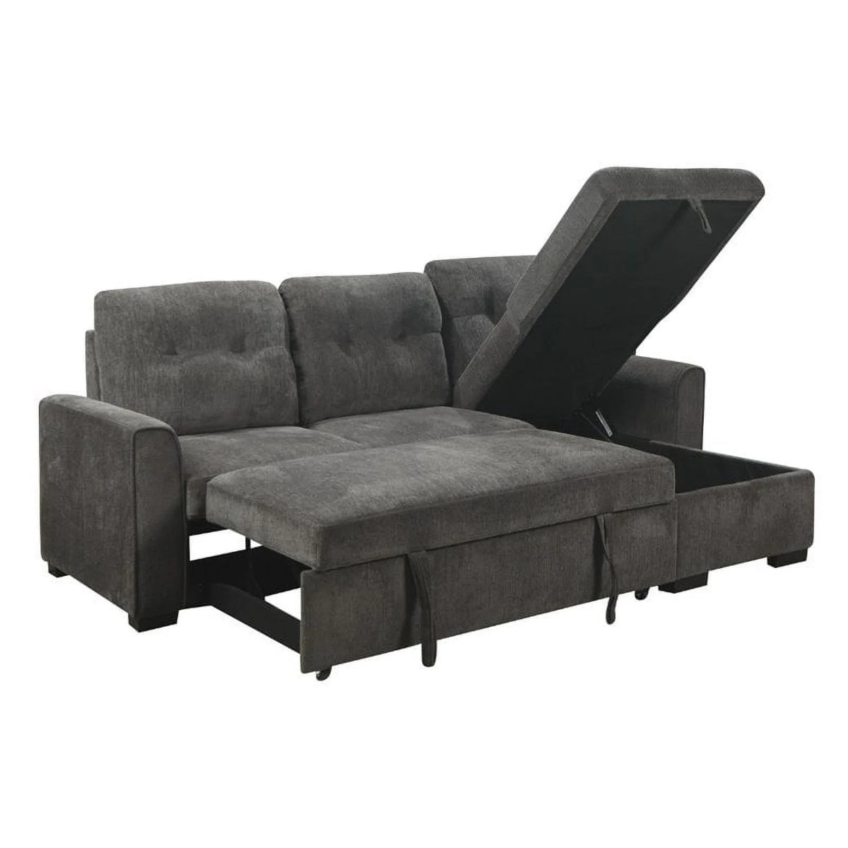 Dark Gray Chenille Reversible Sectional W206