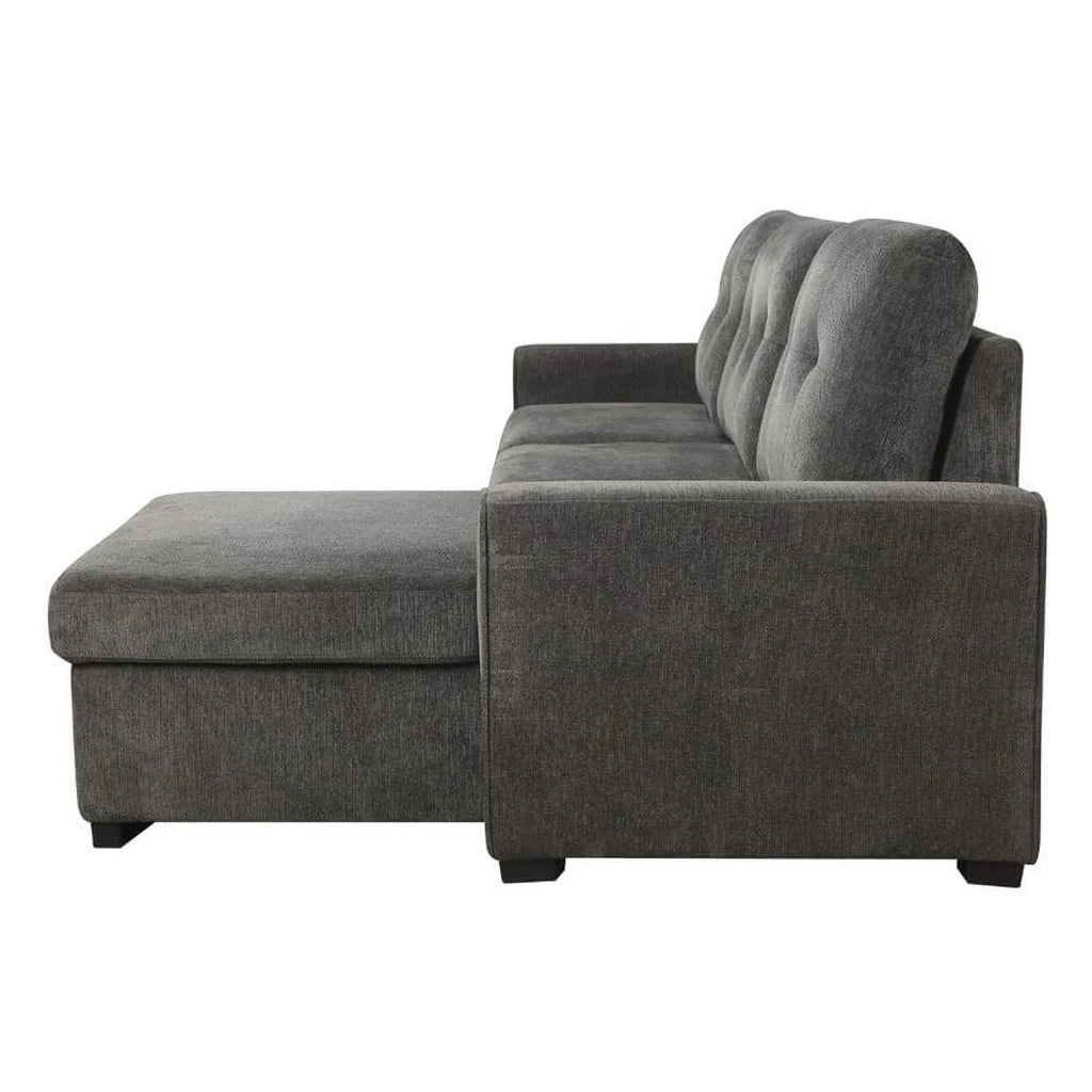 Dark Gray Chenille Reversible Sectional W206