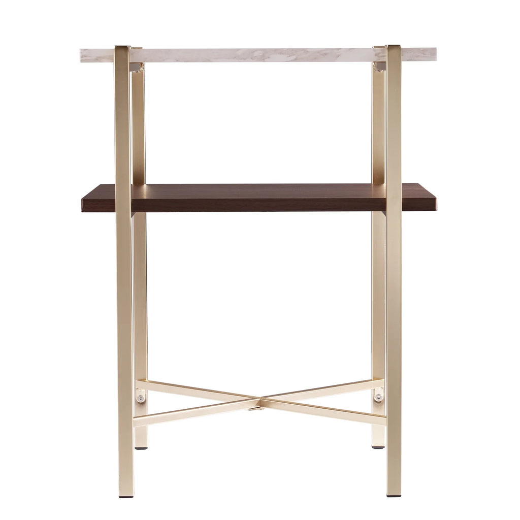 Square Faux Marble End Table with Storage F794