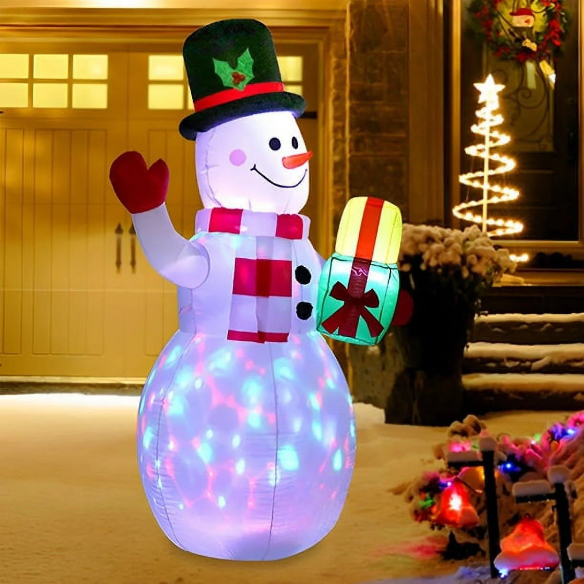 Snowman Christmas Inflatables with Rotating LED Lights F95545