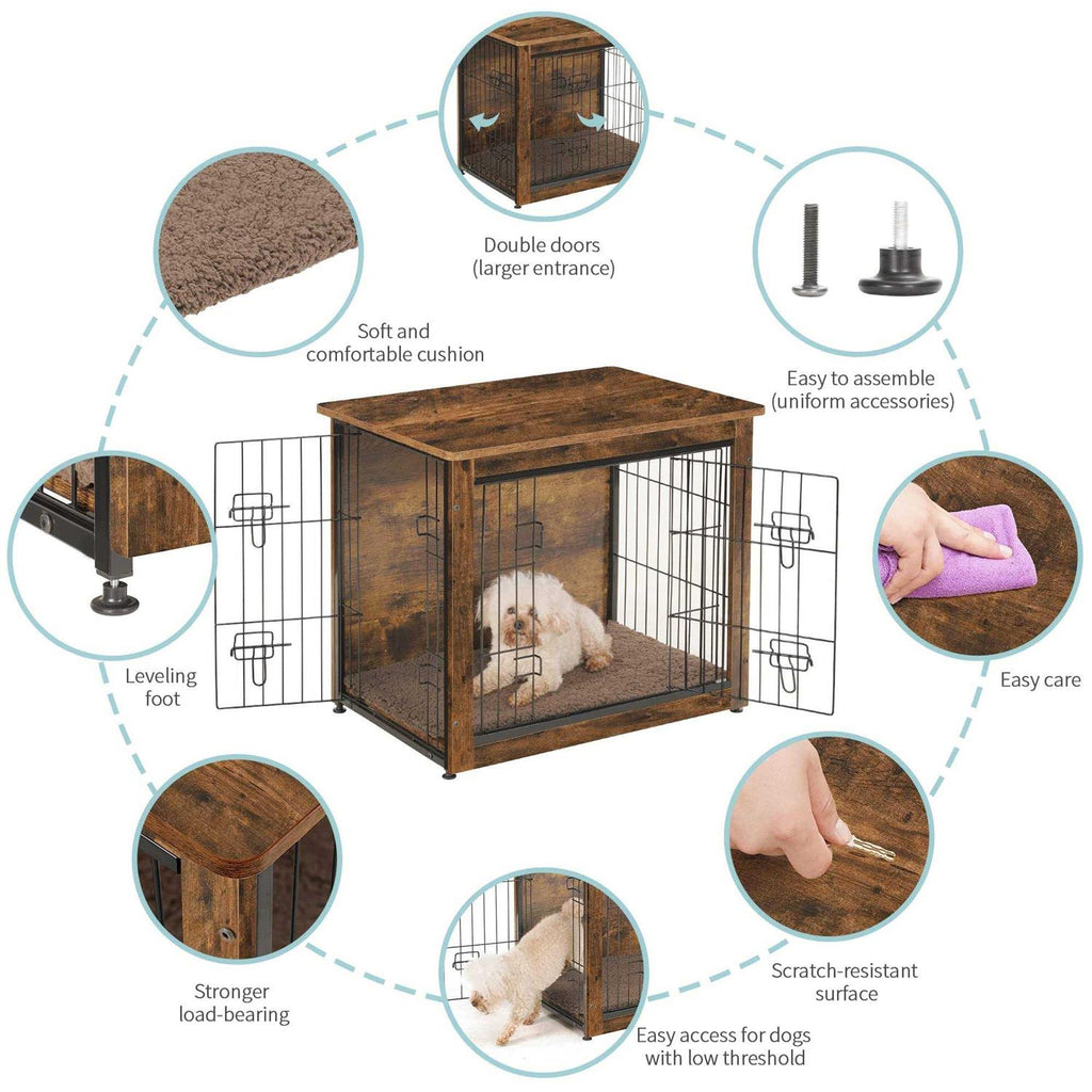 Wooden Dog Crate Furniture with Cushion B34835