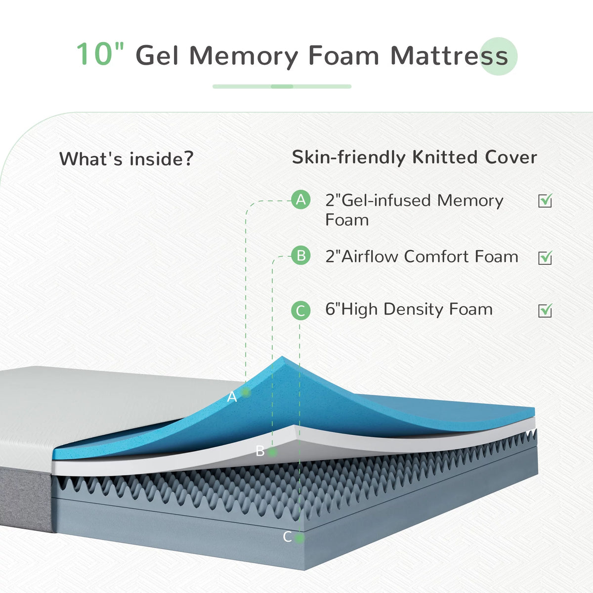 10 inch Cooling Gel Memory Foam Queen Mattress N73111