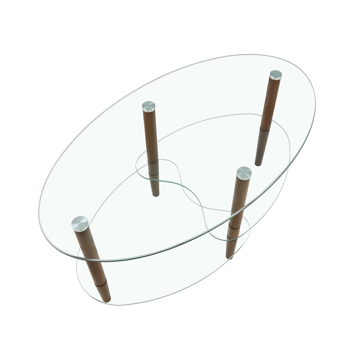 Oval Glass Coffee Table with Storage I1161