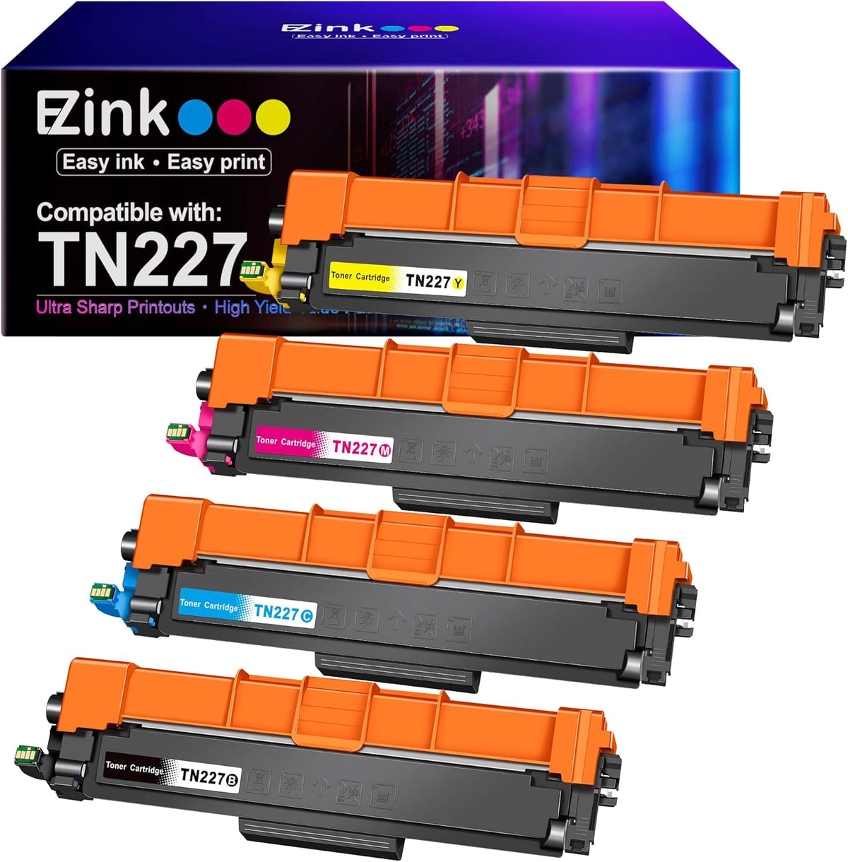 Black Cyan Magenta Yellow 4 Pack Toner Cartridge D40040