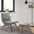 Walnut Gray Wood Side Chair with Ottoman X674
