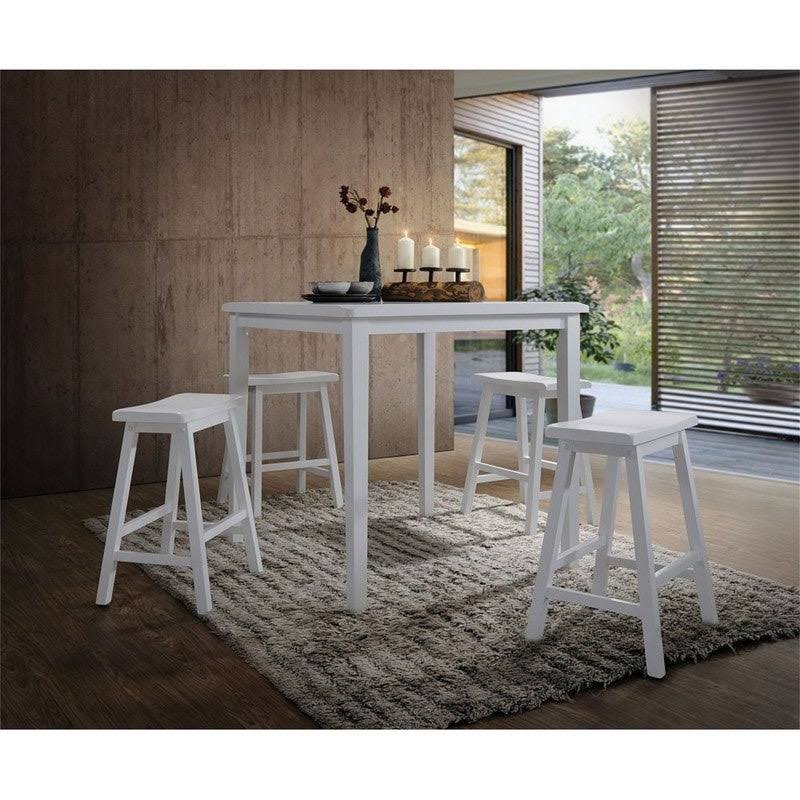 White Wooden Counter Height Table Set with 4 Chairs I4060