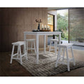 White Wooden Counter Height Table Set with 4 Chairs I4060